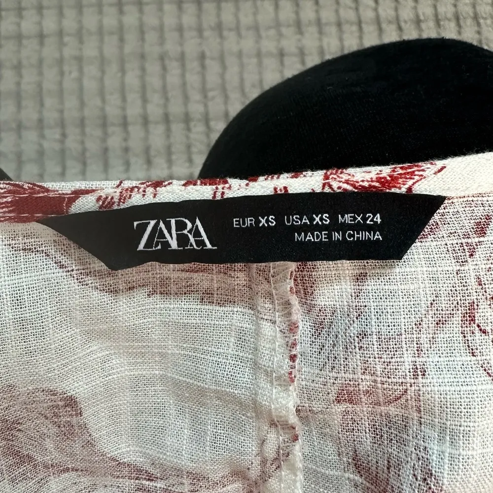 Zara Linen Blend Floral Wrap Blouse - Image 5