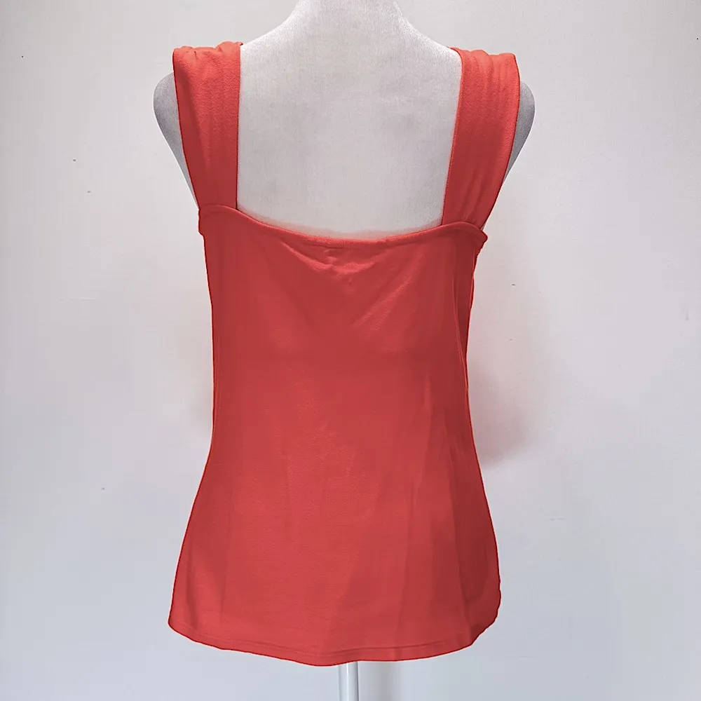 Bisou Bisou Melon Orange Tank with Sequined V Neckline Strap Built in Bralette - Image 7