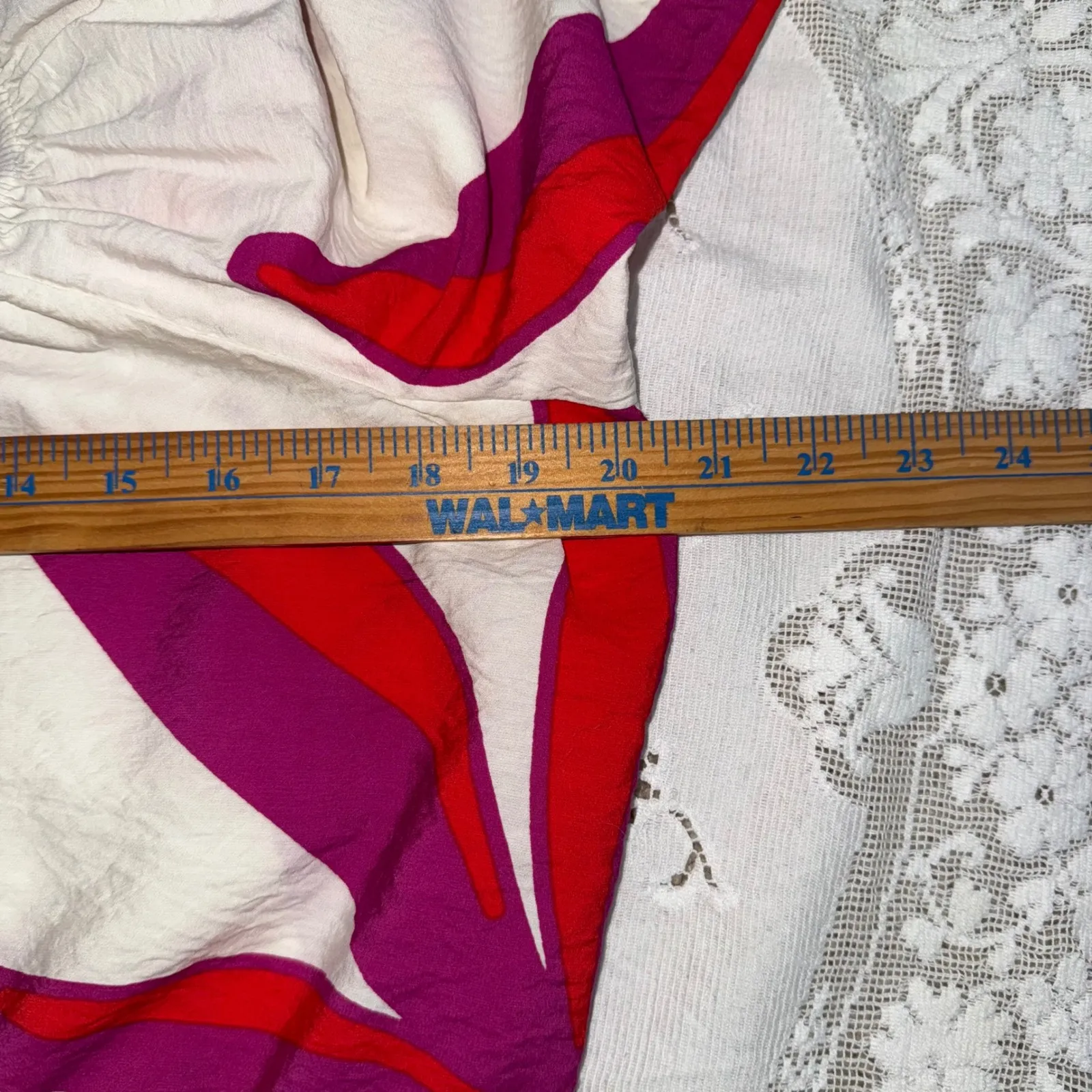 NINE WEST Cropped Women's Abstract Print Off Shoulder Long Sleeve Blouse Top L - Image 4