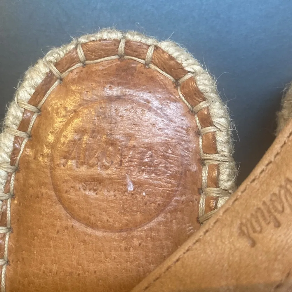 Alohas Sandals Ibizas Slingback Platform Espadrille Leather Open Toe Tan 39 8.5 - Image 8