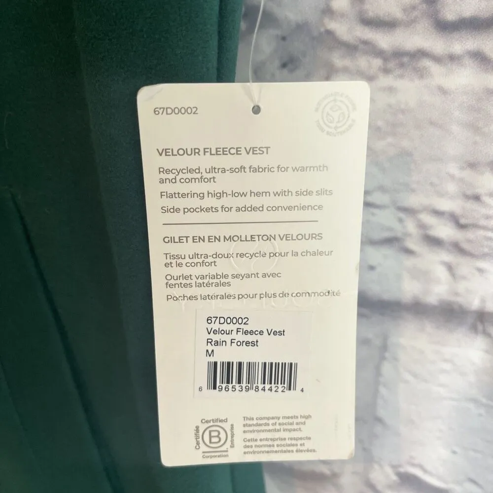 Soul & Sky Stitch Fix Women’s NWT Casual Outdoor Velour Green Vest Size Medium - Image 3