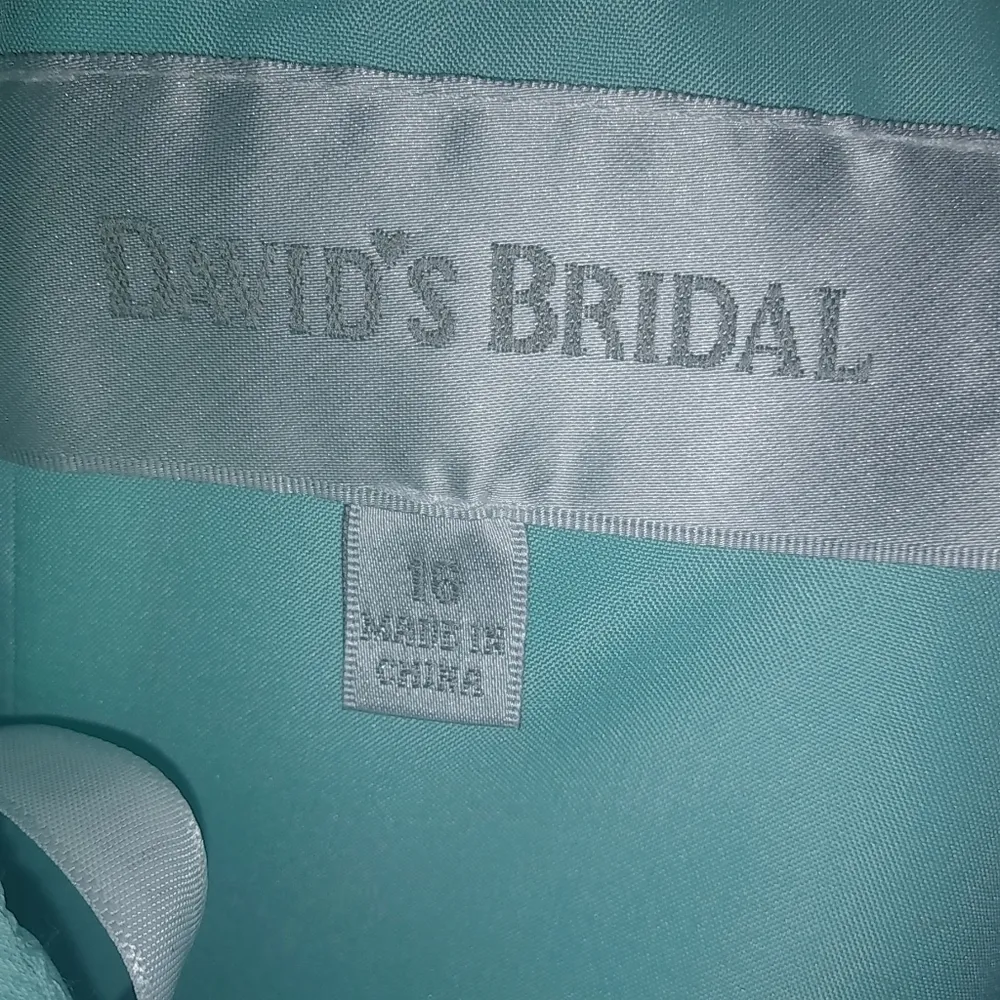 David's Bridal 16 Spa Strapless Crinkle Chiffon Formal Dress Plus in Fresh Aqua - Image 12