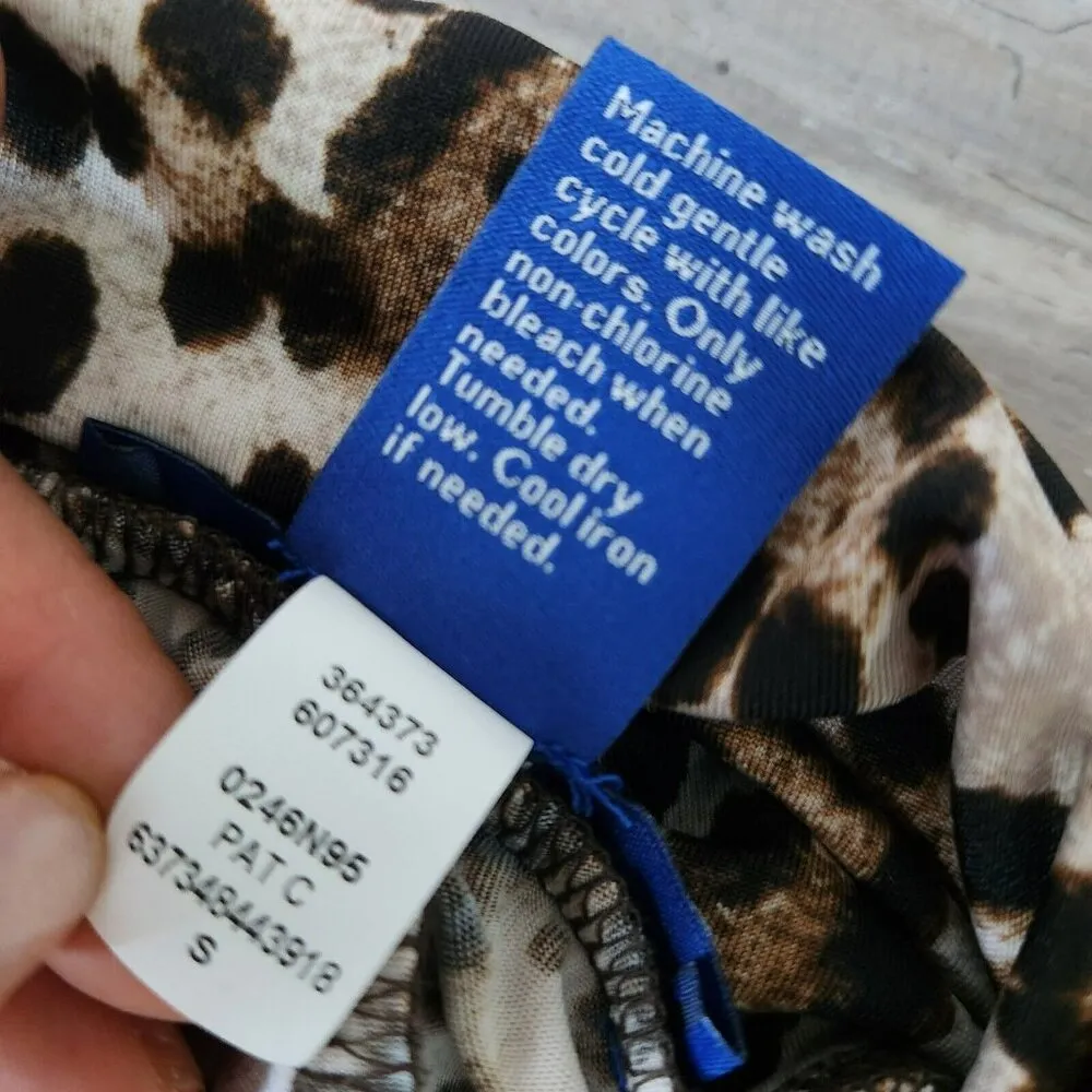 Apt 9 Skirt Women Small Polyester A Line Asymmetric Shark Bite Brown Leopard NWT - Image 8