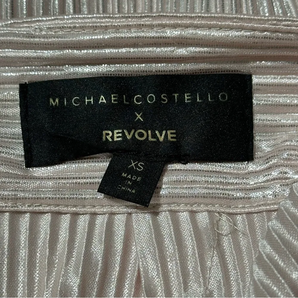 Michael Costello X Revolve Women’s Size XS Light Pink Crinkle Henrik Ruffle Gown - Image 8