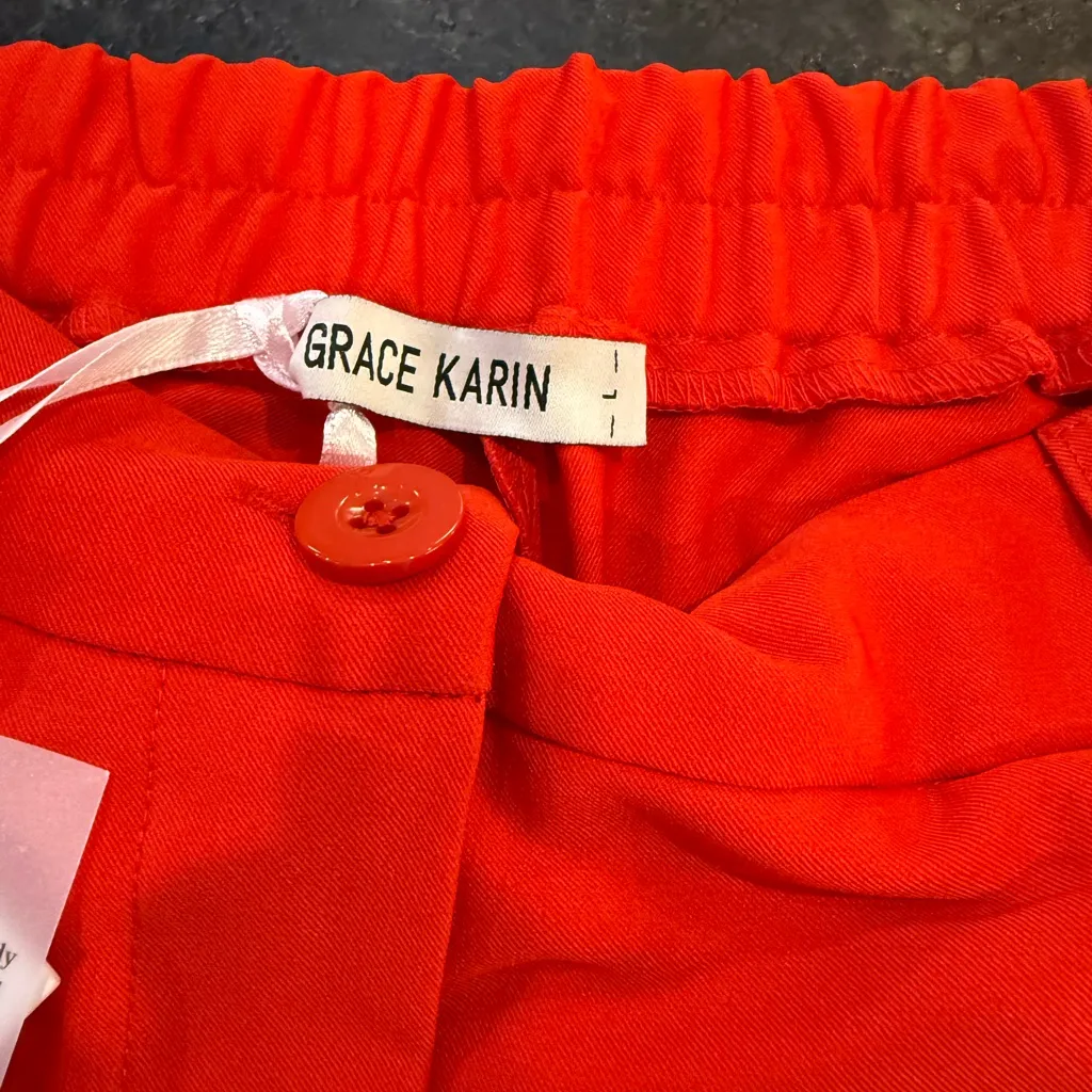 Grace Karin Vibrant Red Women's Trousers - Image 10