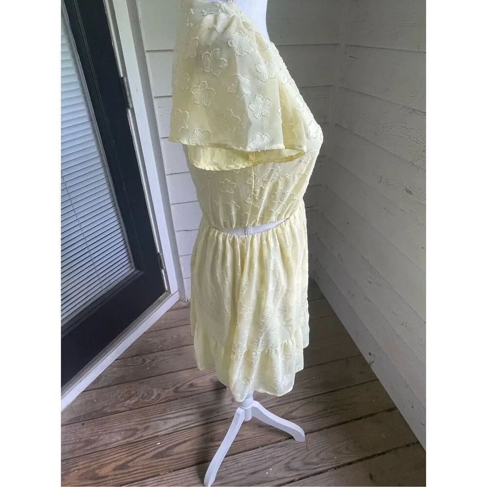 Show Me Your Mumu Merrit Cut Out Mini Dress Yellow Small Short sleeve Floral - Image 7
