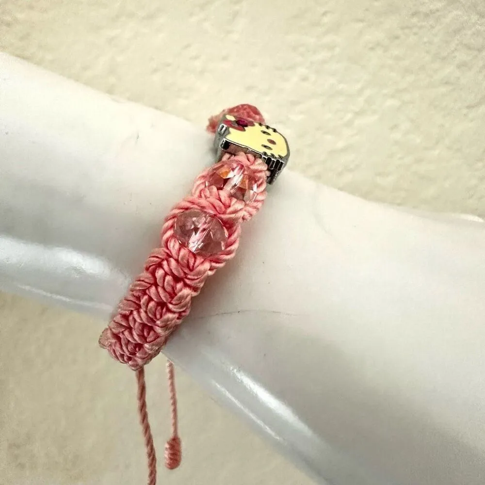 Hello Kitty macrame adjustable bracelet Pink - Image 6