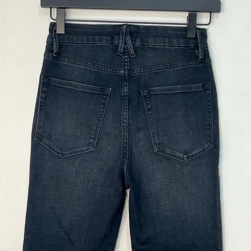 Good American Good Waist Size 2/26 Tapered Leg Denim Jeans Raw Hem in Blue631 - Image 8