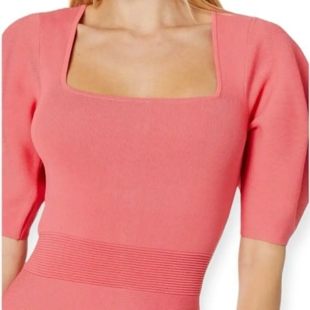 TED BAKER Hayliy Sleeve Detailed Skater Dress Coral Size 3 = Size 8 NEW - Image 3