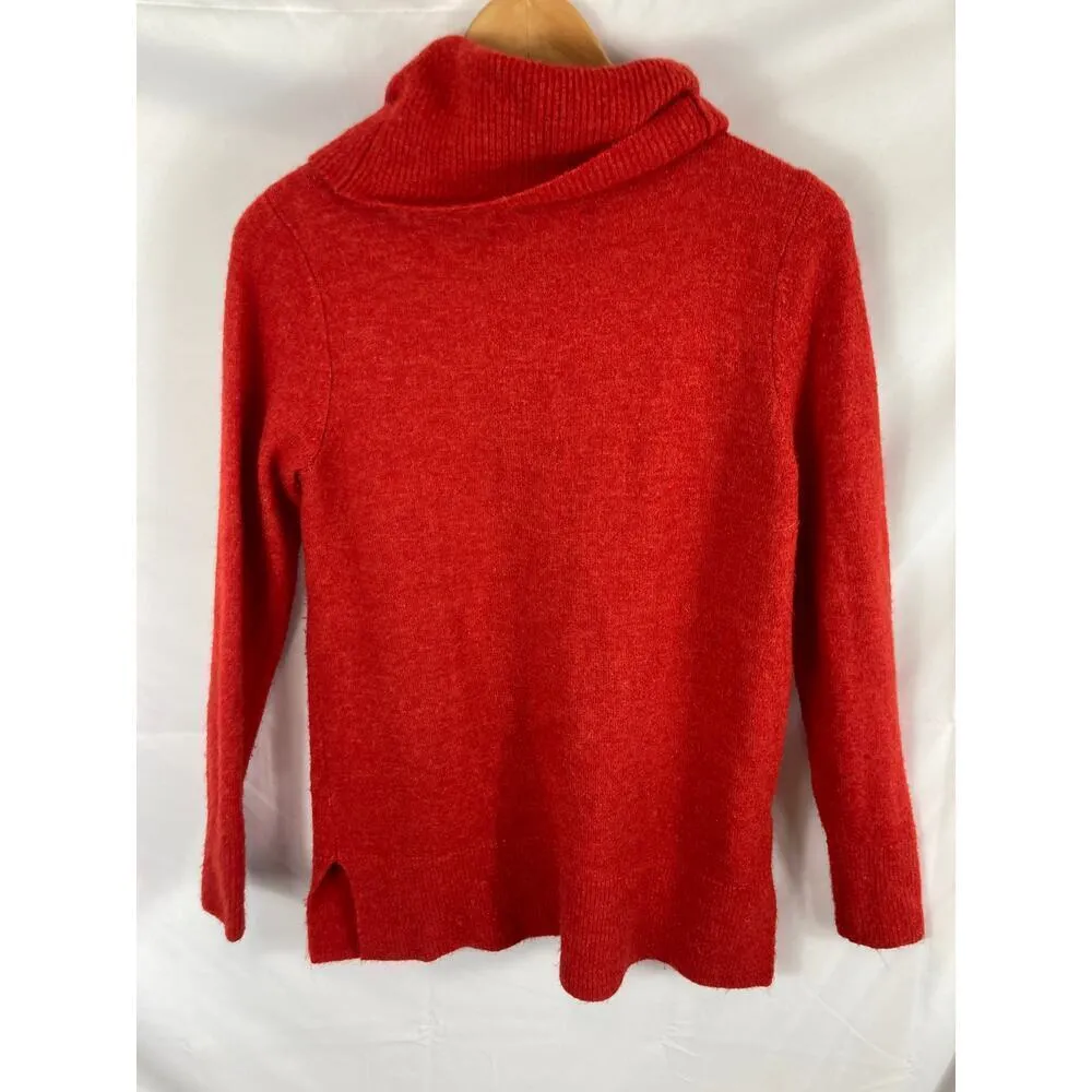 Ann Taylor LOFT Pullover Tunic Sweater Cowl Neck Orange size Medium - Image 7