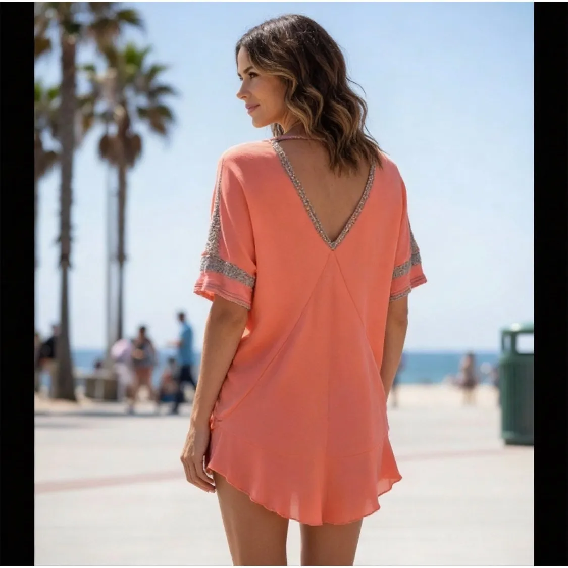 Rue 21 Coral Gray Striped Dolman Sleeve Top Shirt Women - Image 2