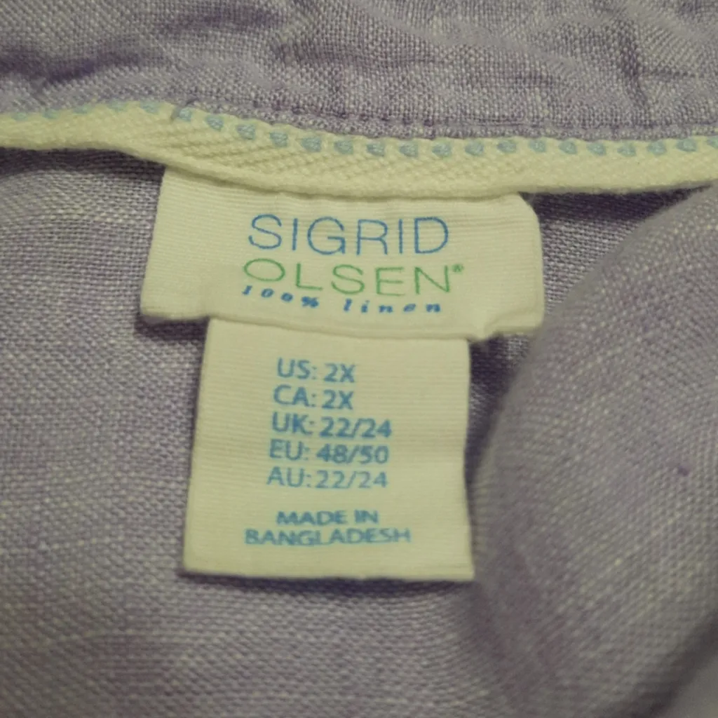 Sigrid Olsen Lilac Blouse Size 2X - Image 3