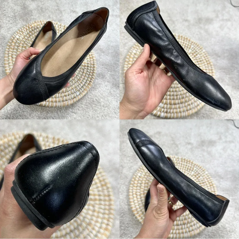 Vionic Women’s Caroll Ballet Flat Black Slip On Comfort Leather Shoes Size 6.5 - Image 11