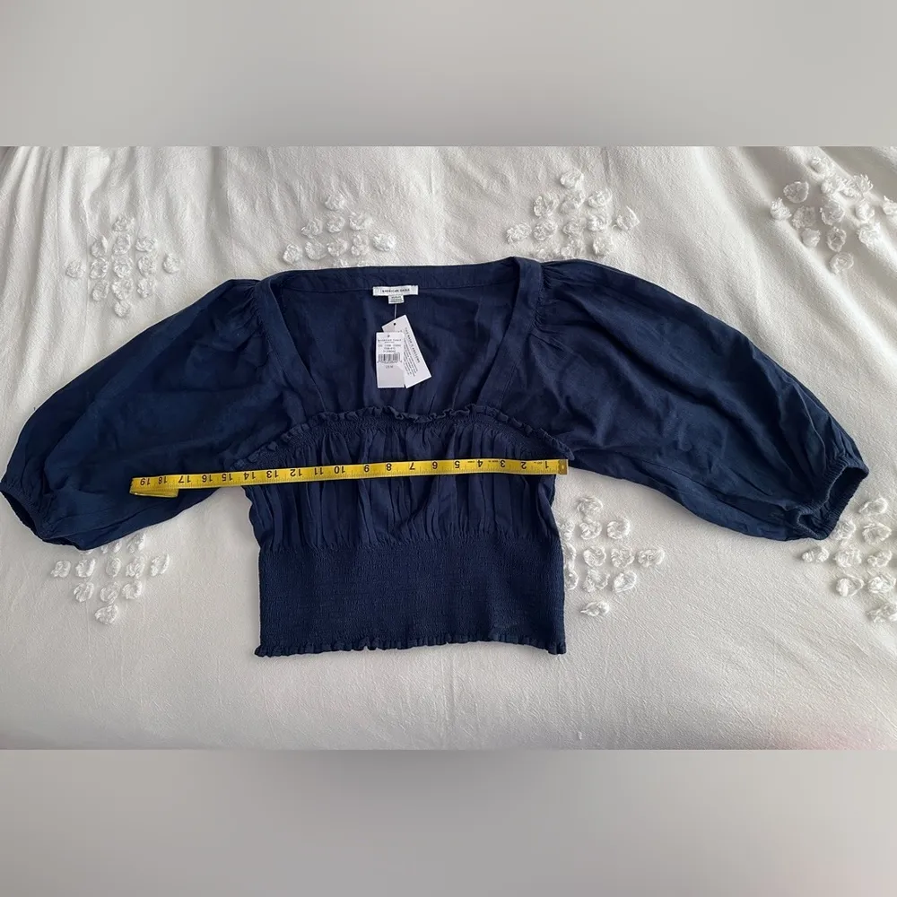 NWT  Milkmaid Peasant Crop Blouse - Navy - M - Image 9