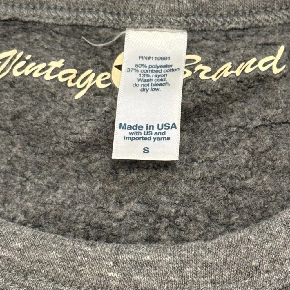 NEW Vintage Brand women's small gray distressed fleece lined skeleton sweatshirt - Image 2
