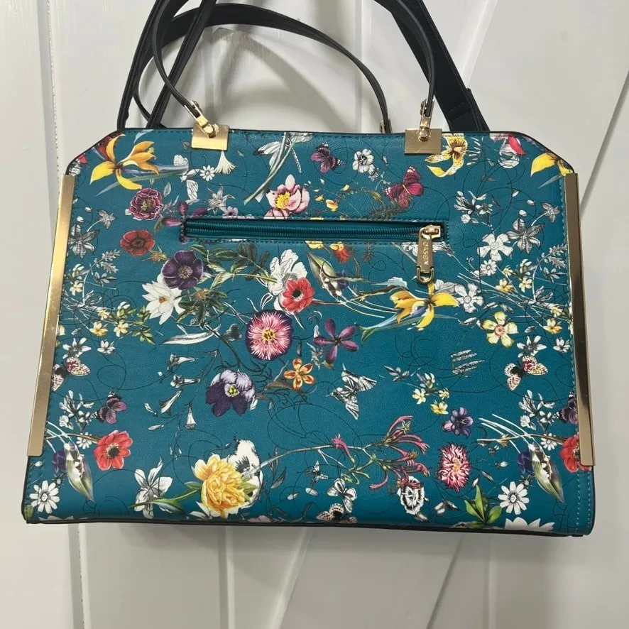 Dasein Women Large Handbag Purse Vegan Leather Satchel Work Bag Shoulder Tote Blue - Image 5