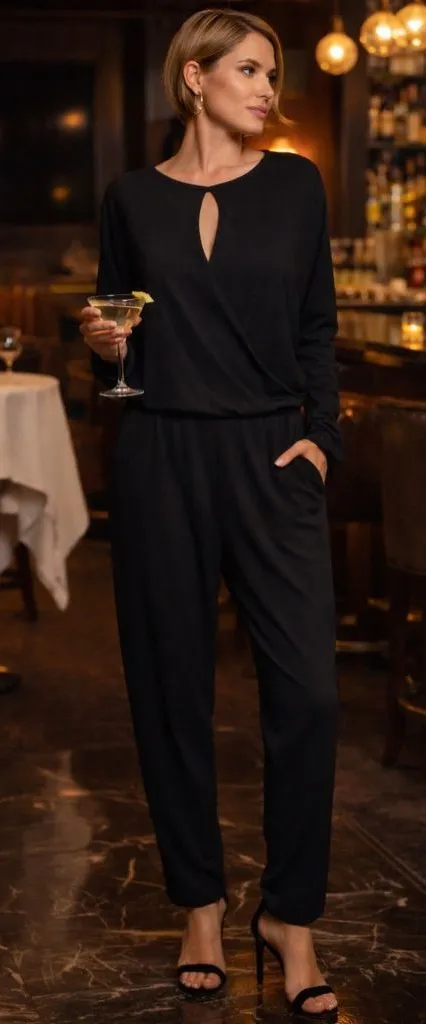 Feel the Piece Terre Jacobs Black Jumpsuit Wide Leg Open Back Size XS / Small - Image 1