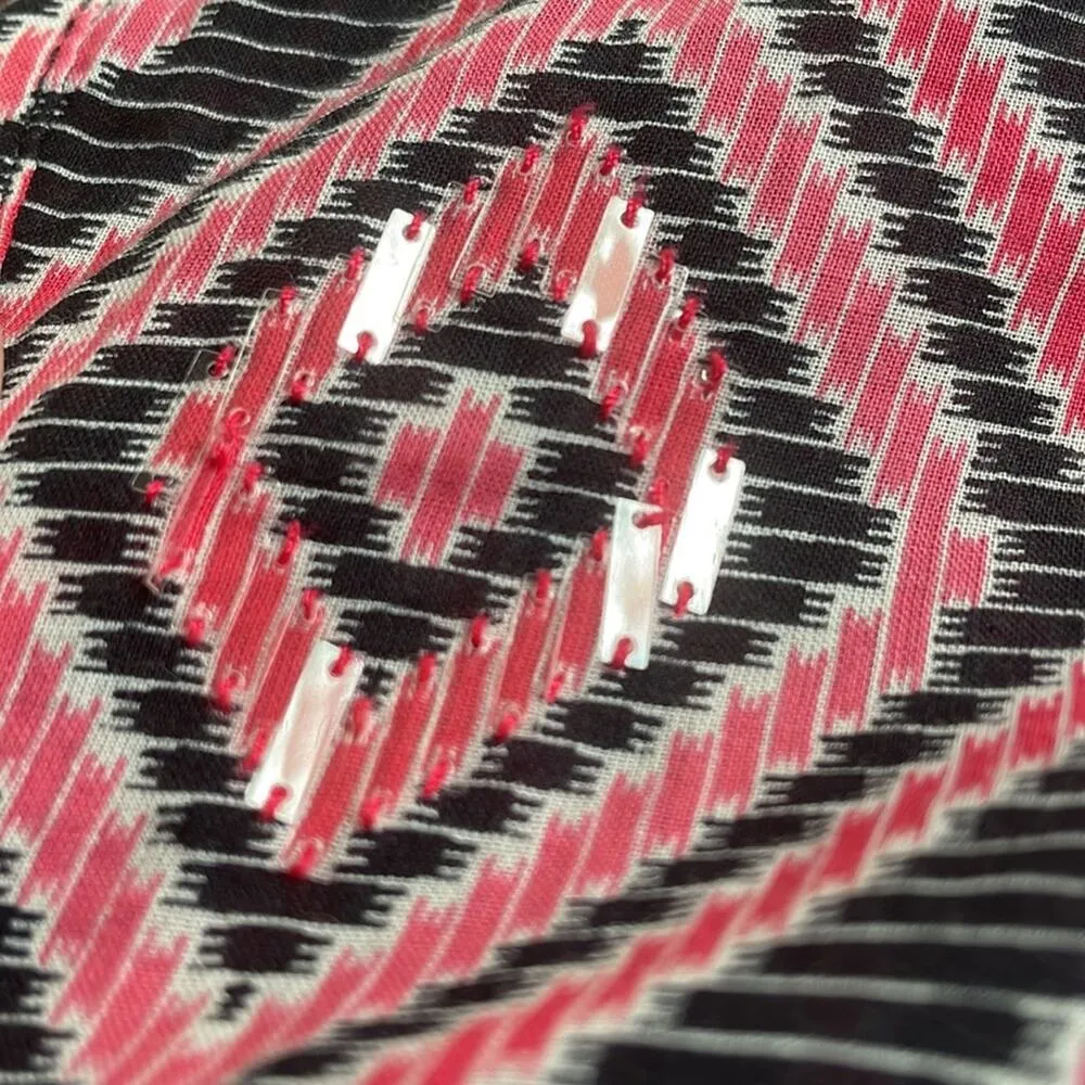 Tory Burch Pink Blue Diamond Shimmer Top Long Sleeve Blouse Geo 70s Disco Party - Image 6