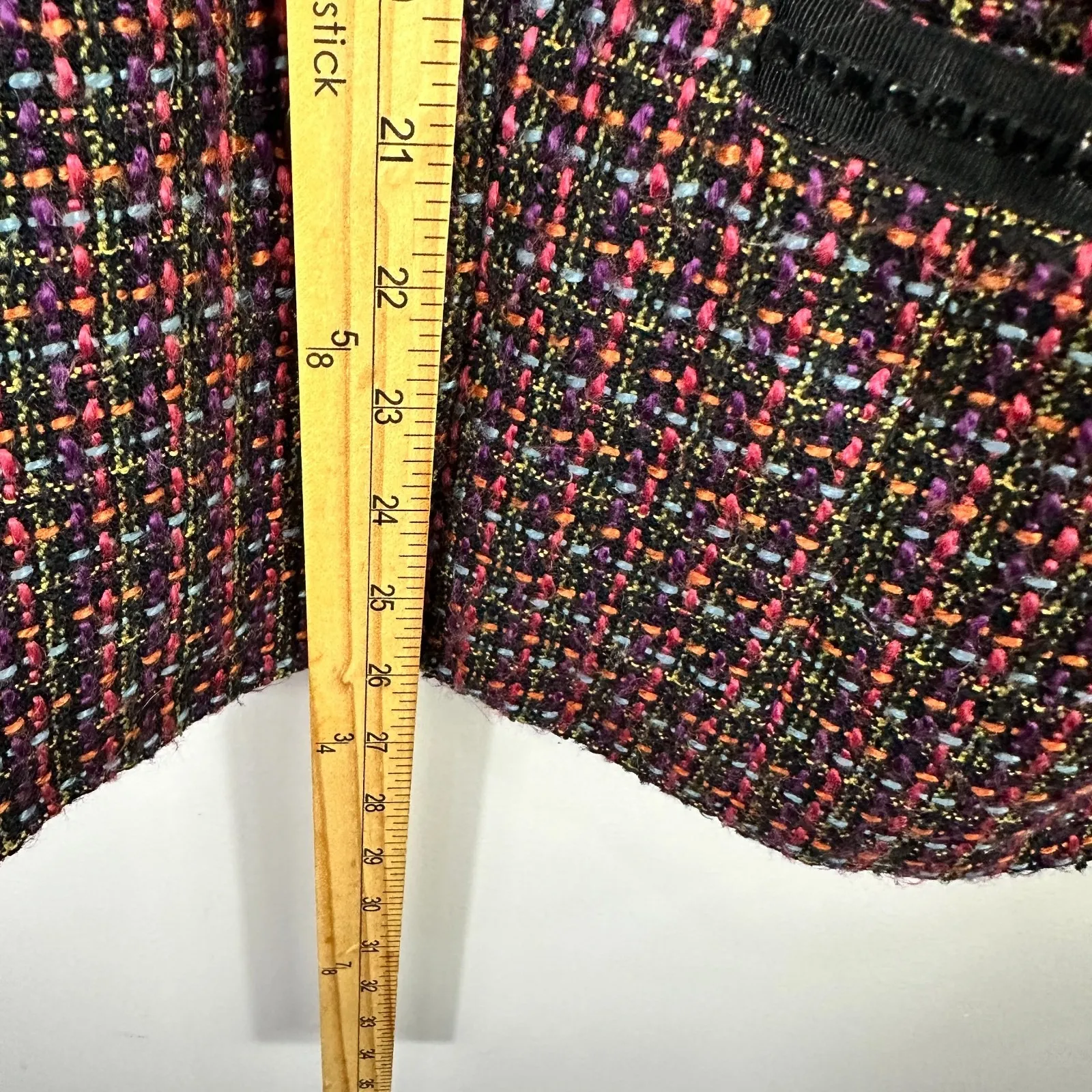 Cynthia Max Blazer Womens PL Black Multicolor Tweed Boucle Mod Preppy Statement - Image 5