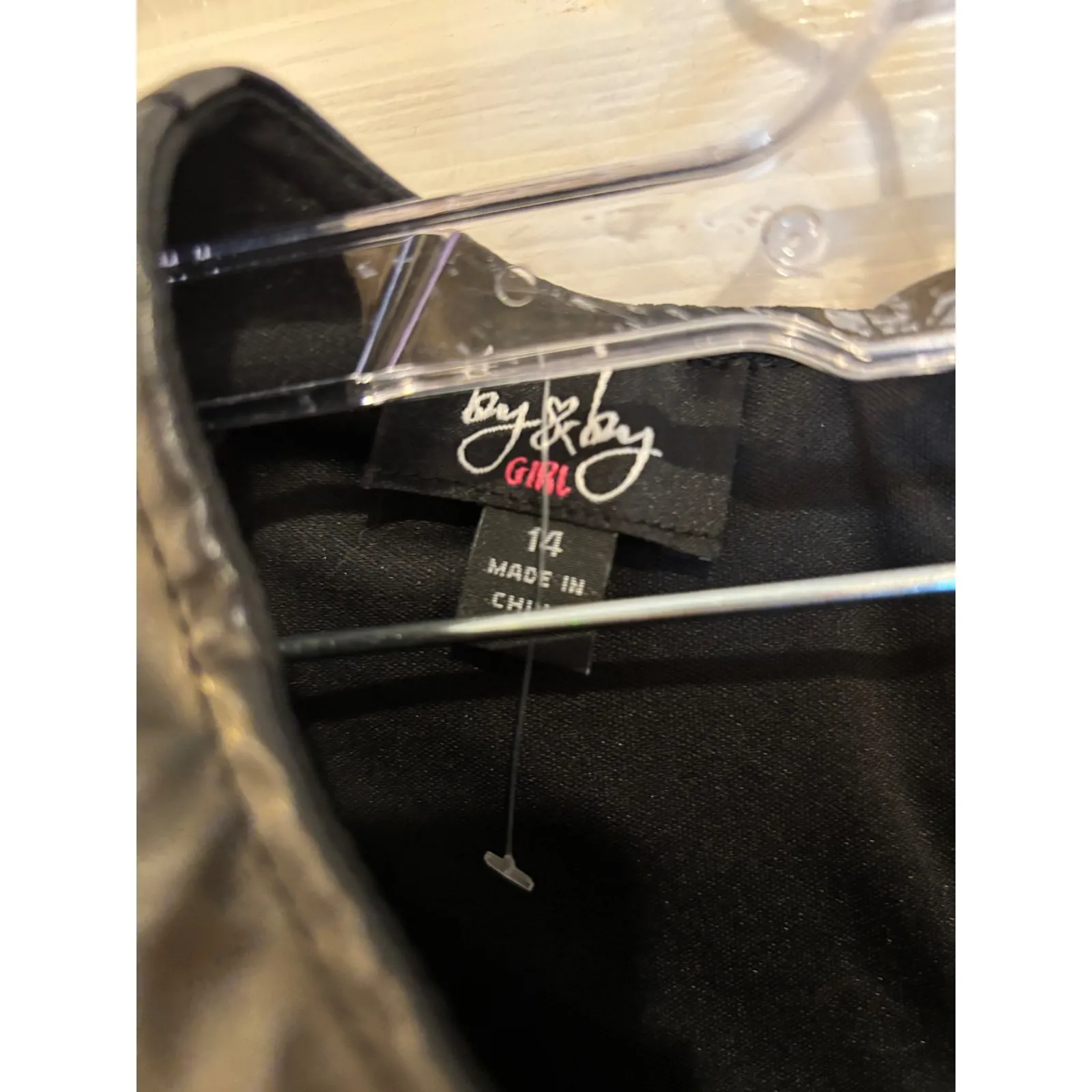 by &‎ by Girl Black Faux Leather Sleeveless Fit and Flare Party Dress Size 14 - Image 3