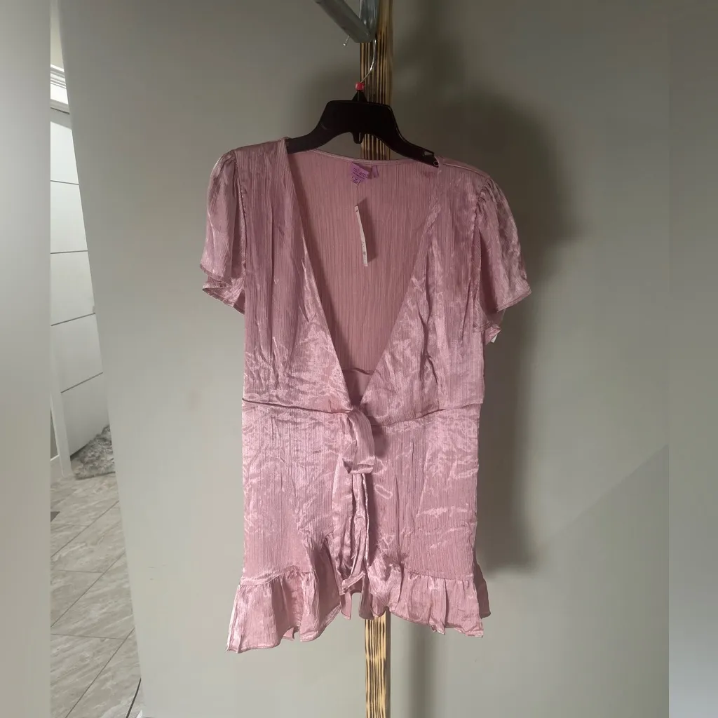 Miami for Francesca’s Pink Mauve Tie-Front Ruffle Blouse NWT Size M NWT $56 - Image 3