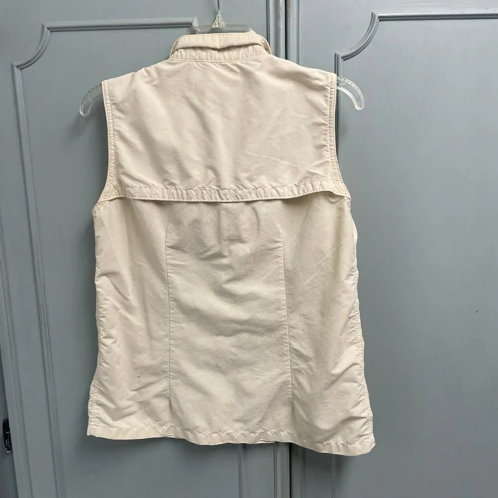 LL Bean Womens Size Medium Yellow Sleeveless Button Down Nylon Top Shirt Gorp - Image 2