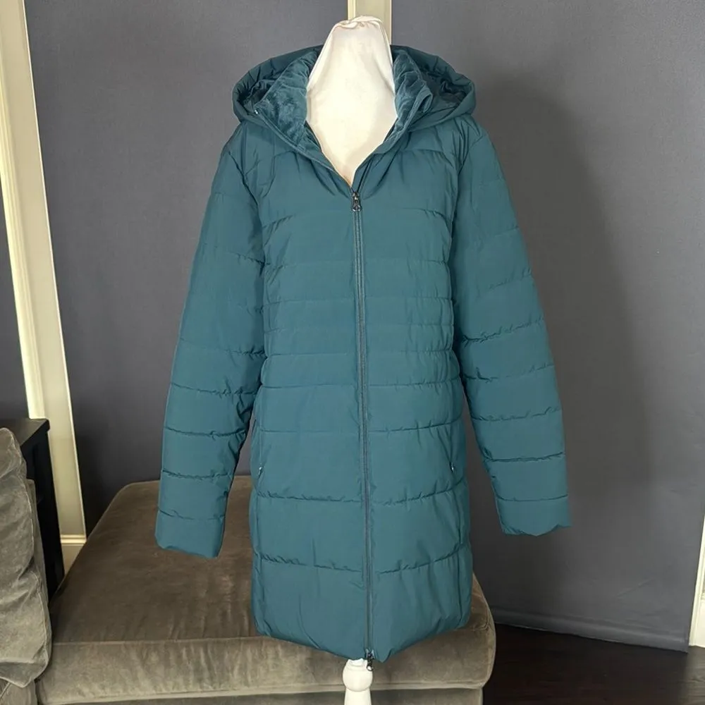 Swiss Tech Women’s Blue Green Puffer Jacket Hooded Quilted Design Size L 12/14 Size L - Image 2