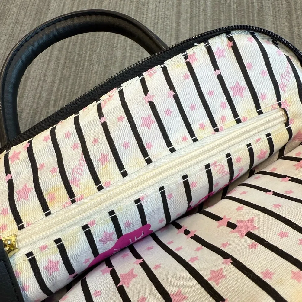 Betsey Johnson Purse Satchel Handbag Shoulder Bag Crossbody Striped Puppy Dog - Image 6