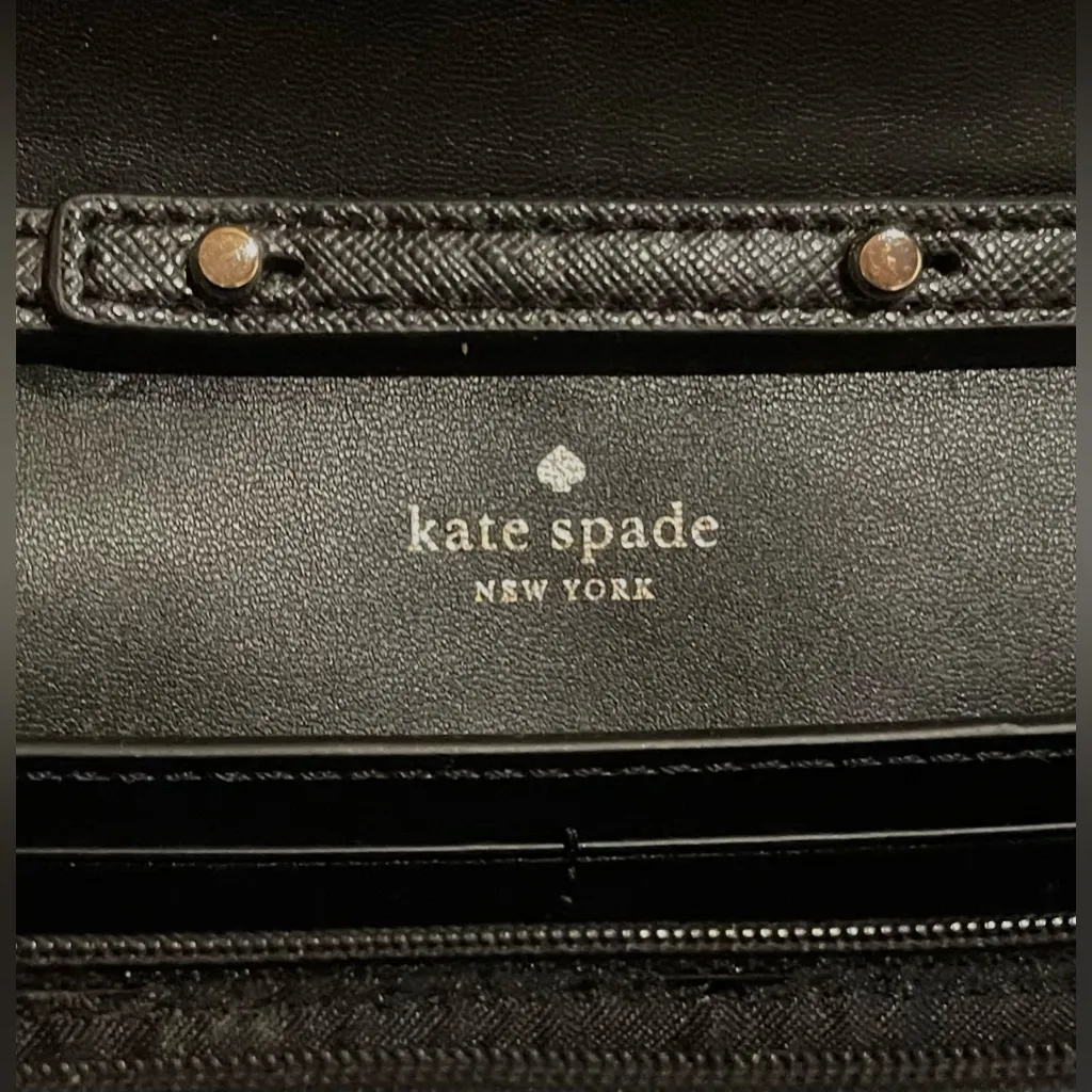 Kate Spade New York NWOT Staci Black Flap Crossbody Clutch Saffiano Leather - Image 10