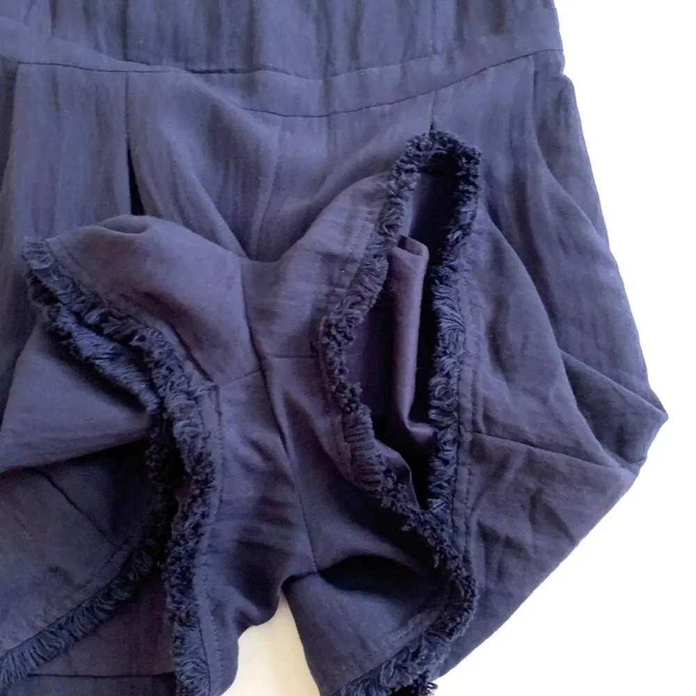 Greylin Cait Navy Off-Shoulder Fringed Trim Dressy Romper Size Small - Image 10