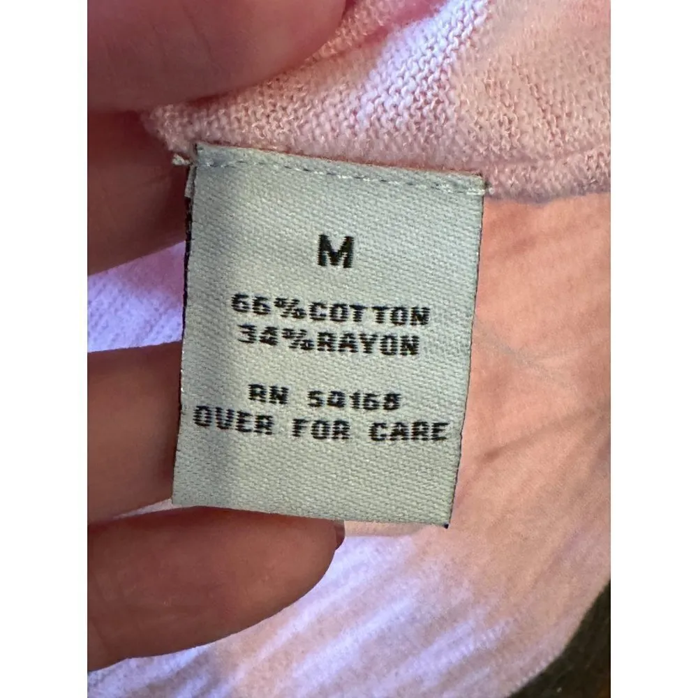 Elliott Lauren Pink Cotton Blend V Neck Lightweight Hooded Sweater Size‎ M Size M - Image 8