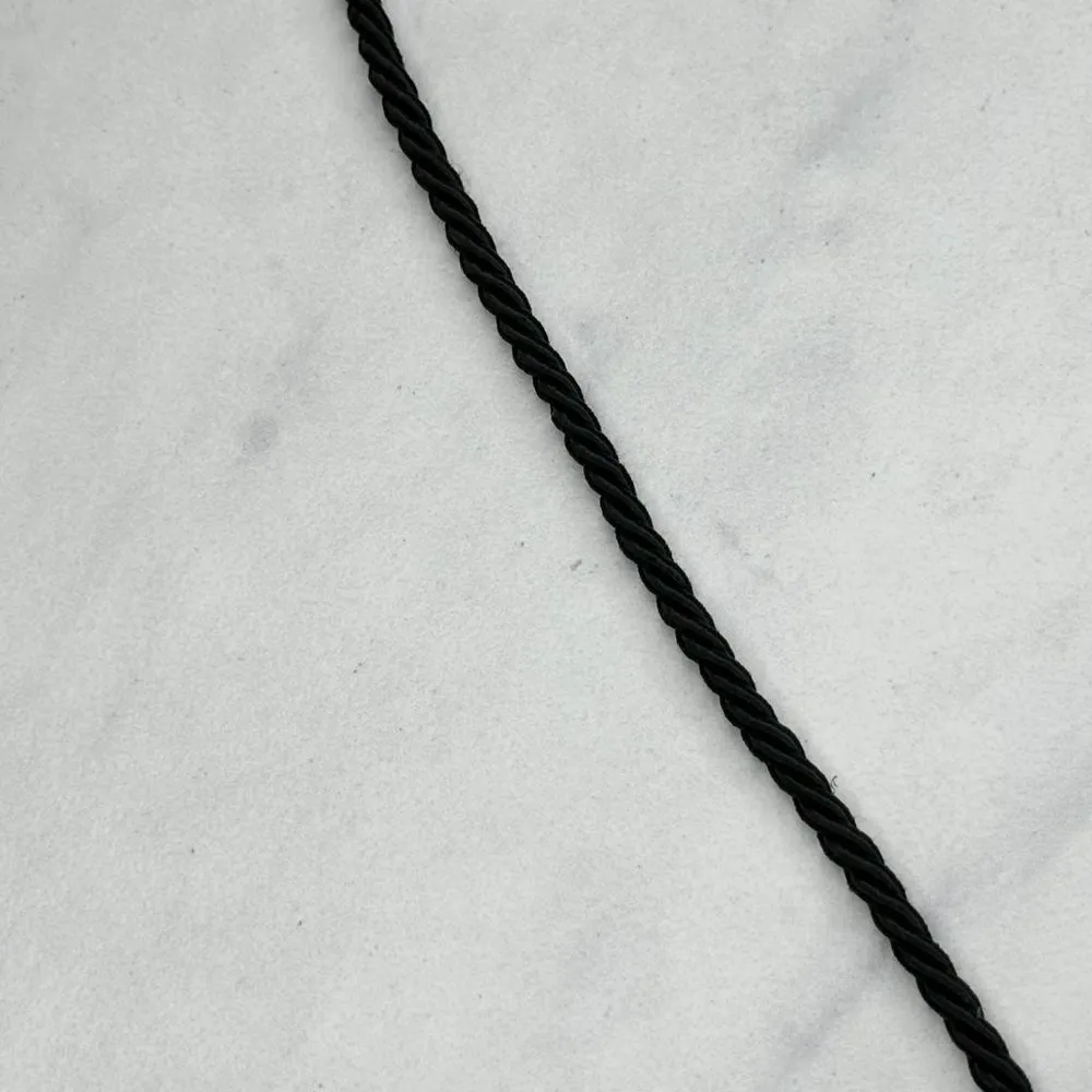 Chico's Black Rope with Floral Silver Tone Tassel Pendant Necklace - Image 9