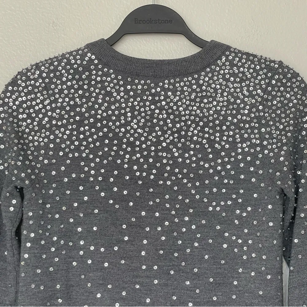 Kate Spade Midnight Gray Sparkle Embellished Cropped Cardigan Sweater Size XS - Image 7