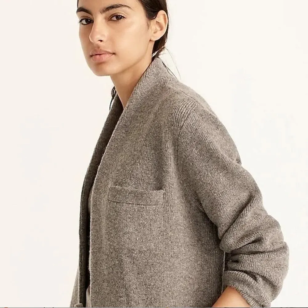NWT J.Crew Cocoon Sweater Blazer Wool Merino Alpaca in‎ Light Gray, Size XS Gray - Image 6