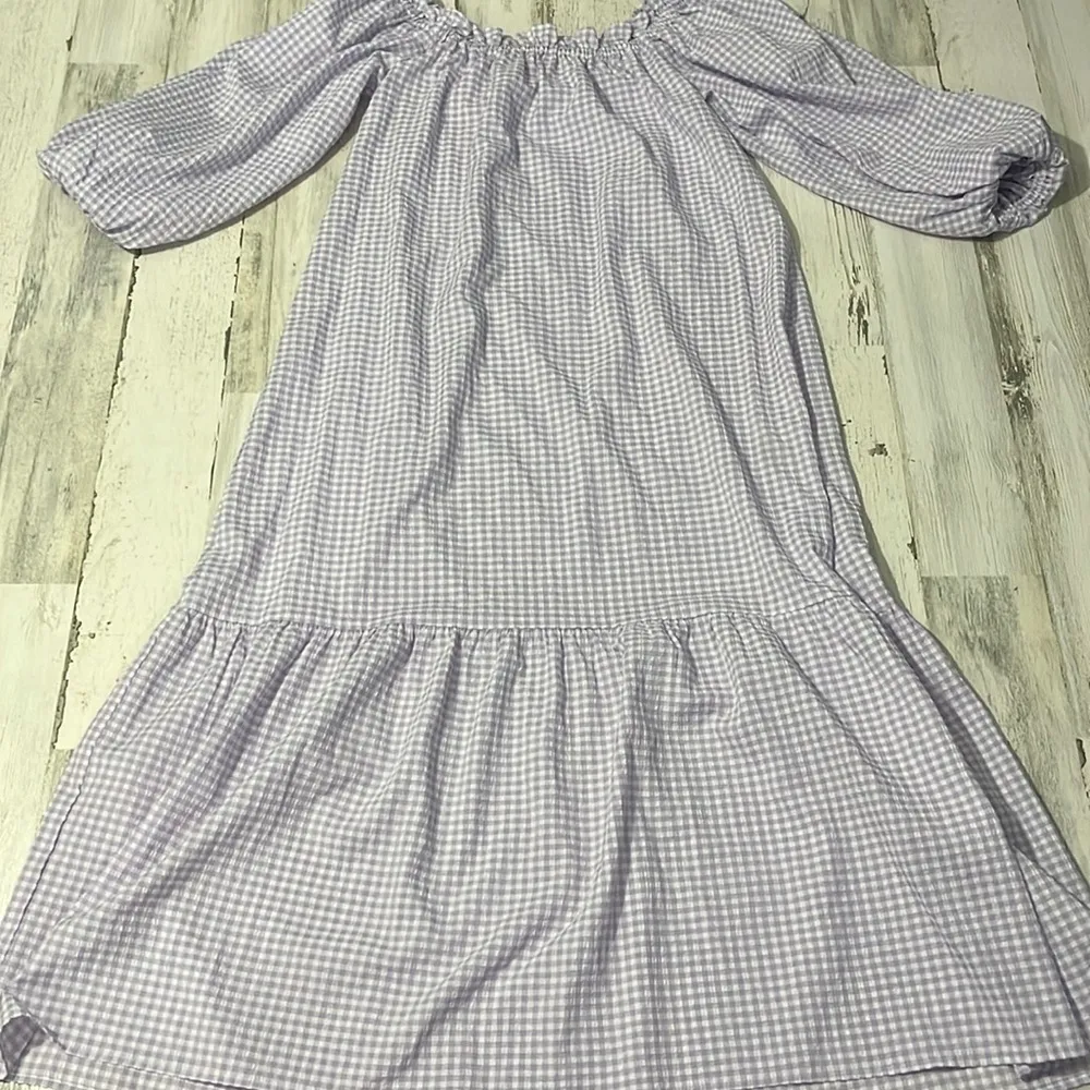 Taylor Tillman Gingham Seersucker Maxi Dress Size M Purple Size M - Image 2