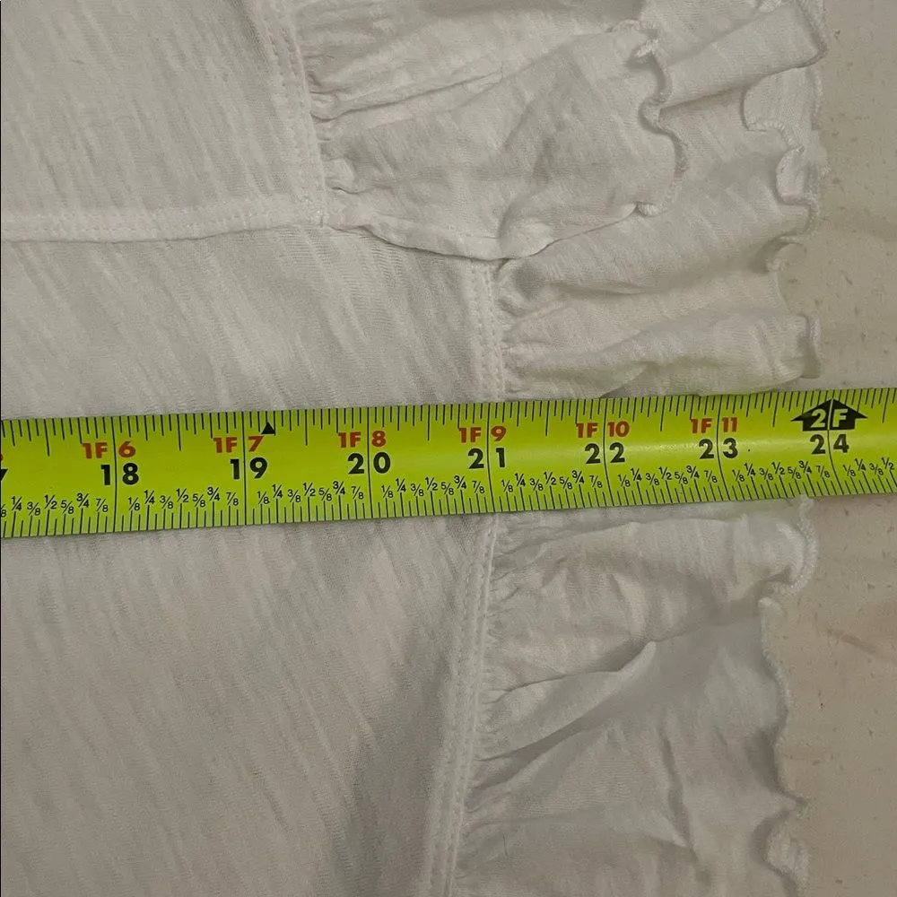 Sundance White Cotton Light Spirit Tee Shirt Womens Size Small Ruffle Hem - Image 7