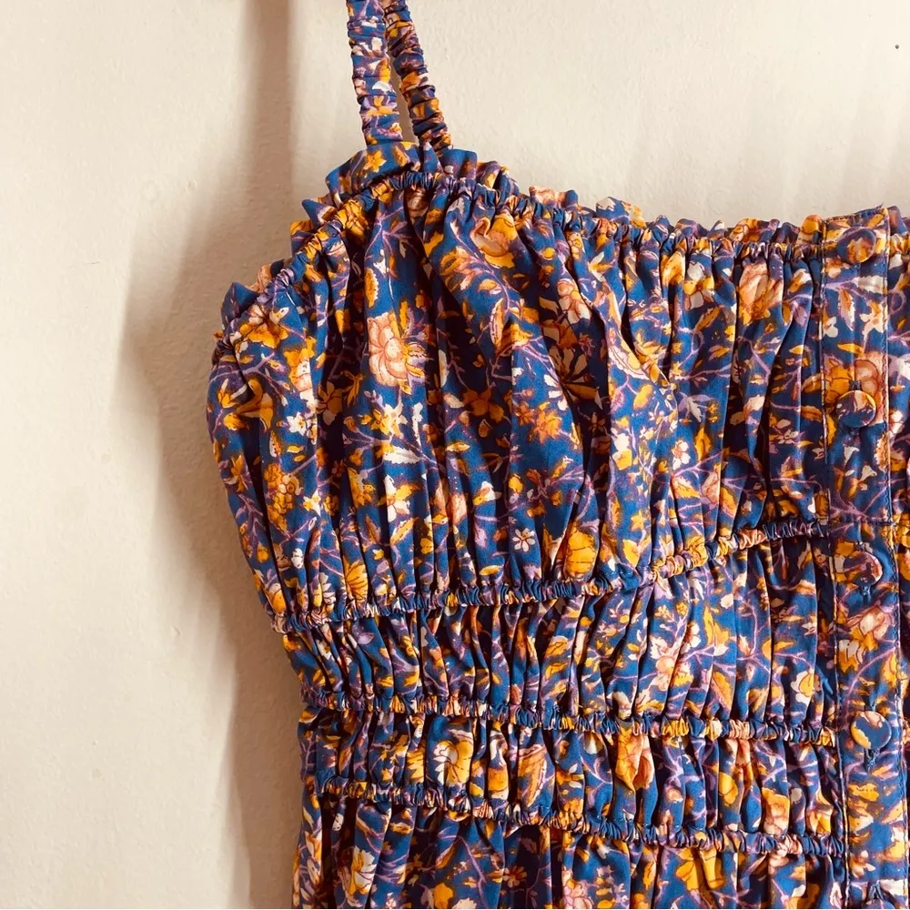 J. Crew Floral Cinched Waist Cotton Poplin Crop Tank NEW size M (runs large) - Image 4