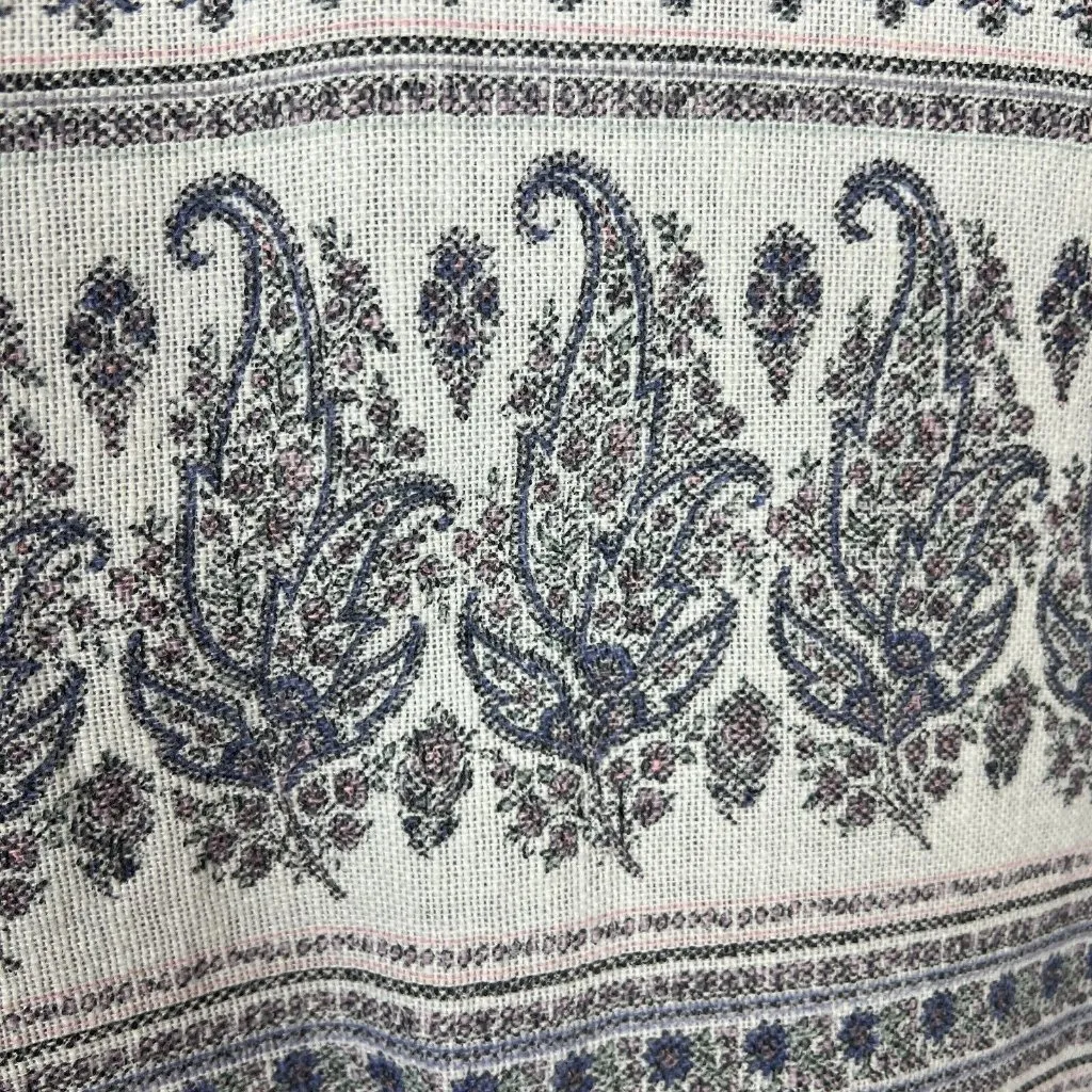 J Jill Pure Top Women Large Purple Blue Hemp Cotton‎ Paisley 3/4 Sleeve Woven - Image 4