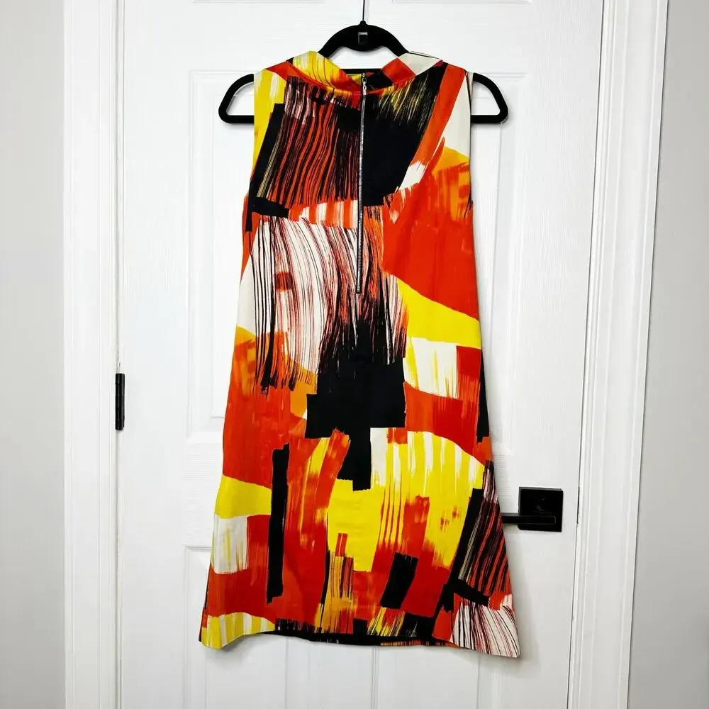 SoCa St. John Size S Vibrant Abstract Print‎ Shift Dress Multicolor Red - Image 6