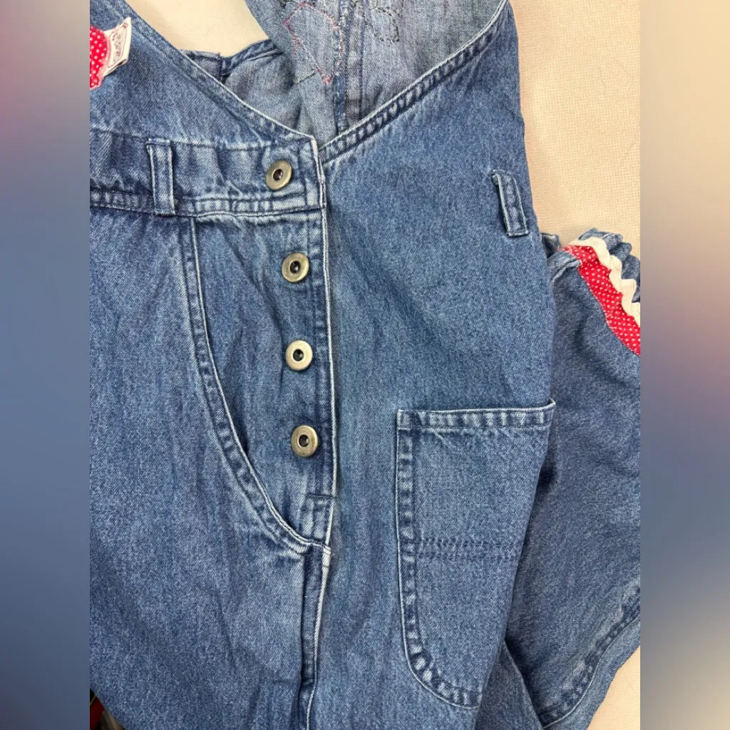 Vintage Beverly’s M Ladybug Embroidered Denim Overalls Gardening Country Cute Blue Size 10 - Image 9
