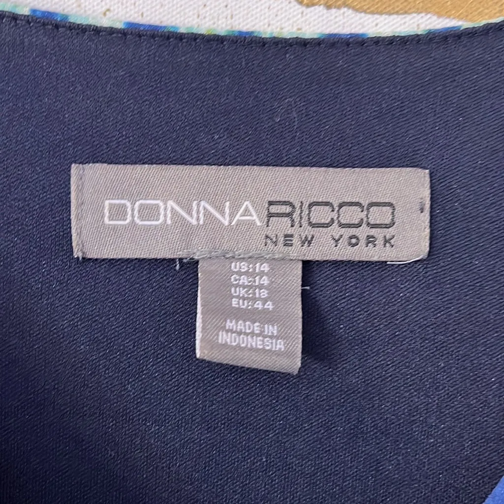 Donna Ricco New York Size 14 Blue and Green Tie Dye Paisley Maxi Cowl Neck Dress - Image 3