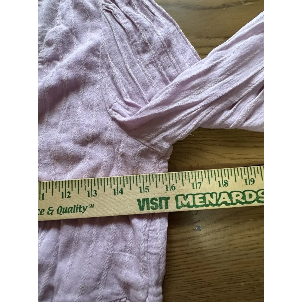 American Eagle Women Sz Medium Blouse Long Sleeve Tie Lightweight V Neck Preppy - Image 5