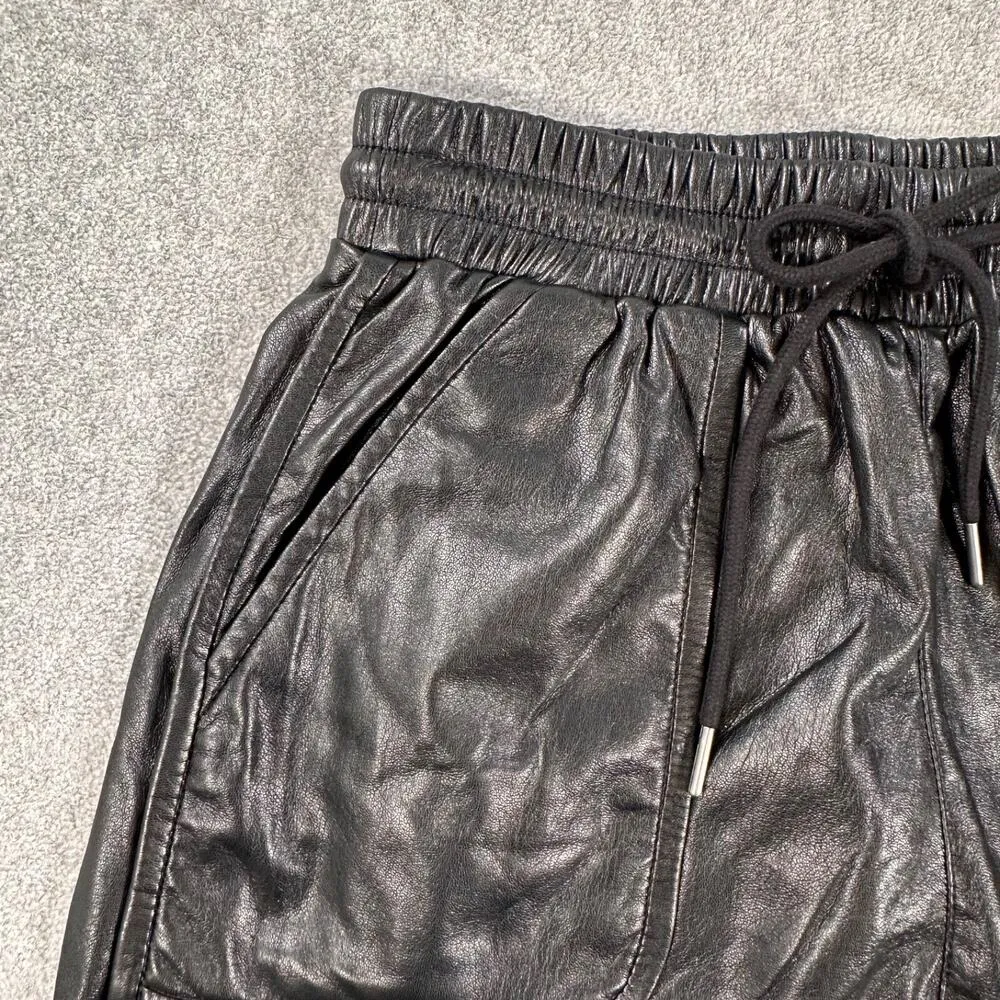 Joie Womens Faux Leather Shorts Black Women's 4 High Rise Drawstring Waist - Image 3