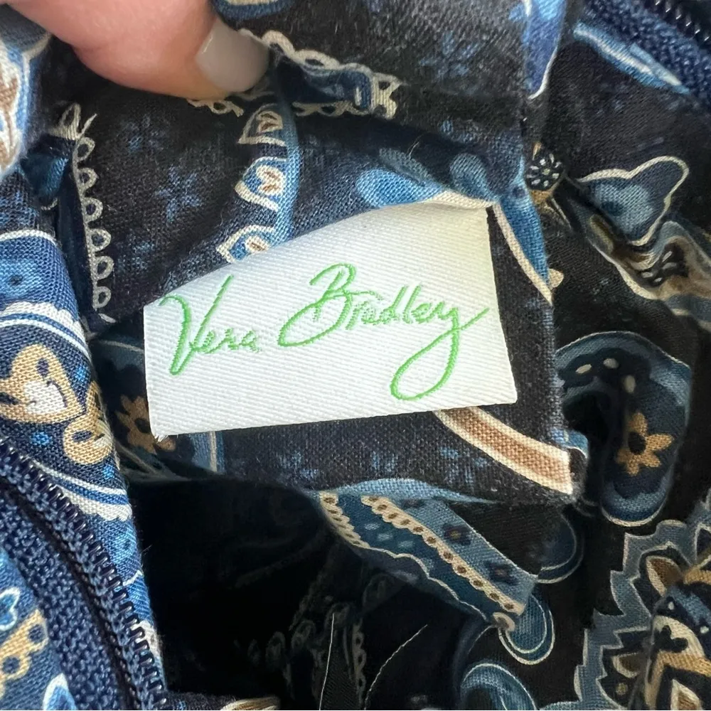 Vera Bradley Deep Night Paisley Blue Beige Crossbody Bag Purse - Image 6