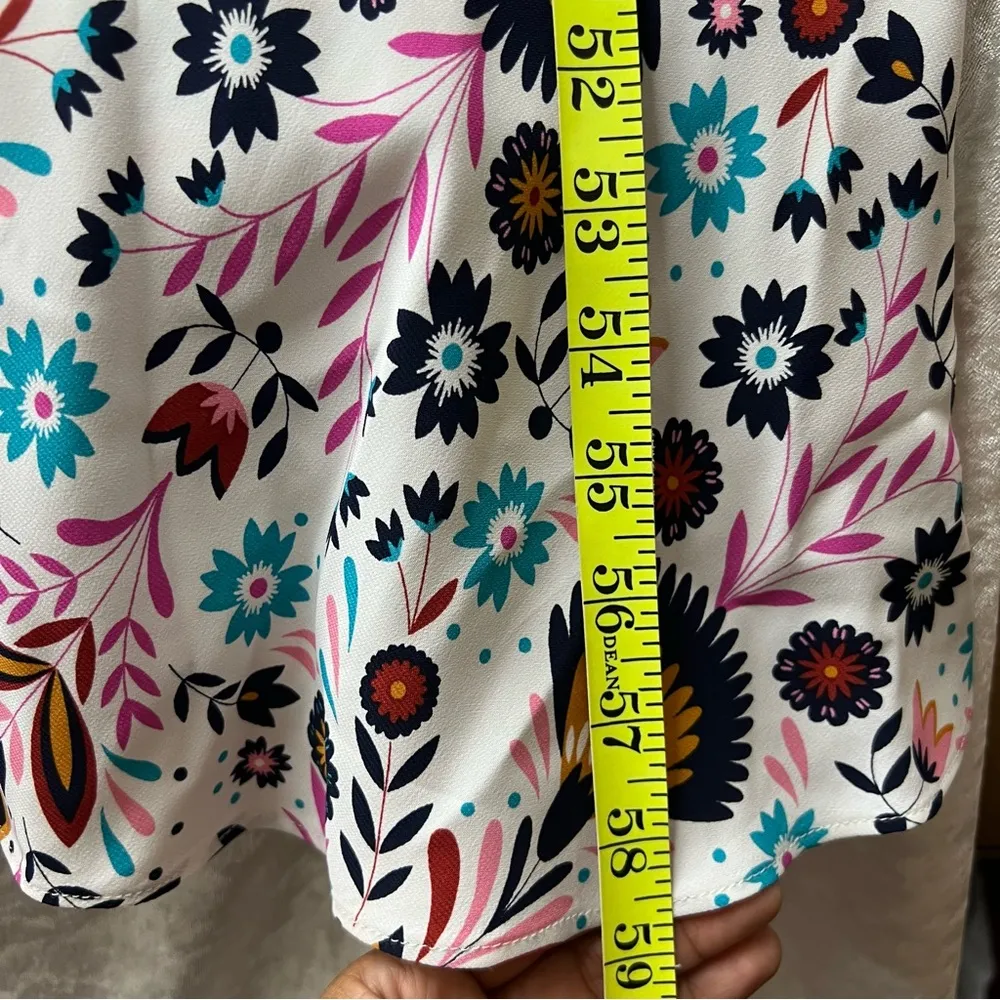 Boden Tessa Asymmetrical 12L Midi Dress Ivory Carnival Floral Size 12 - Image 6