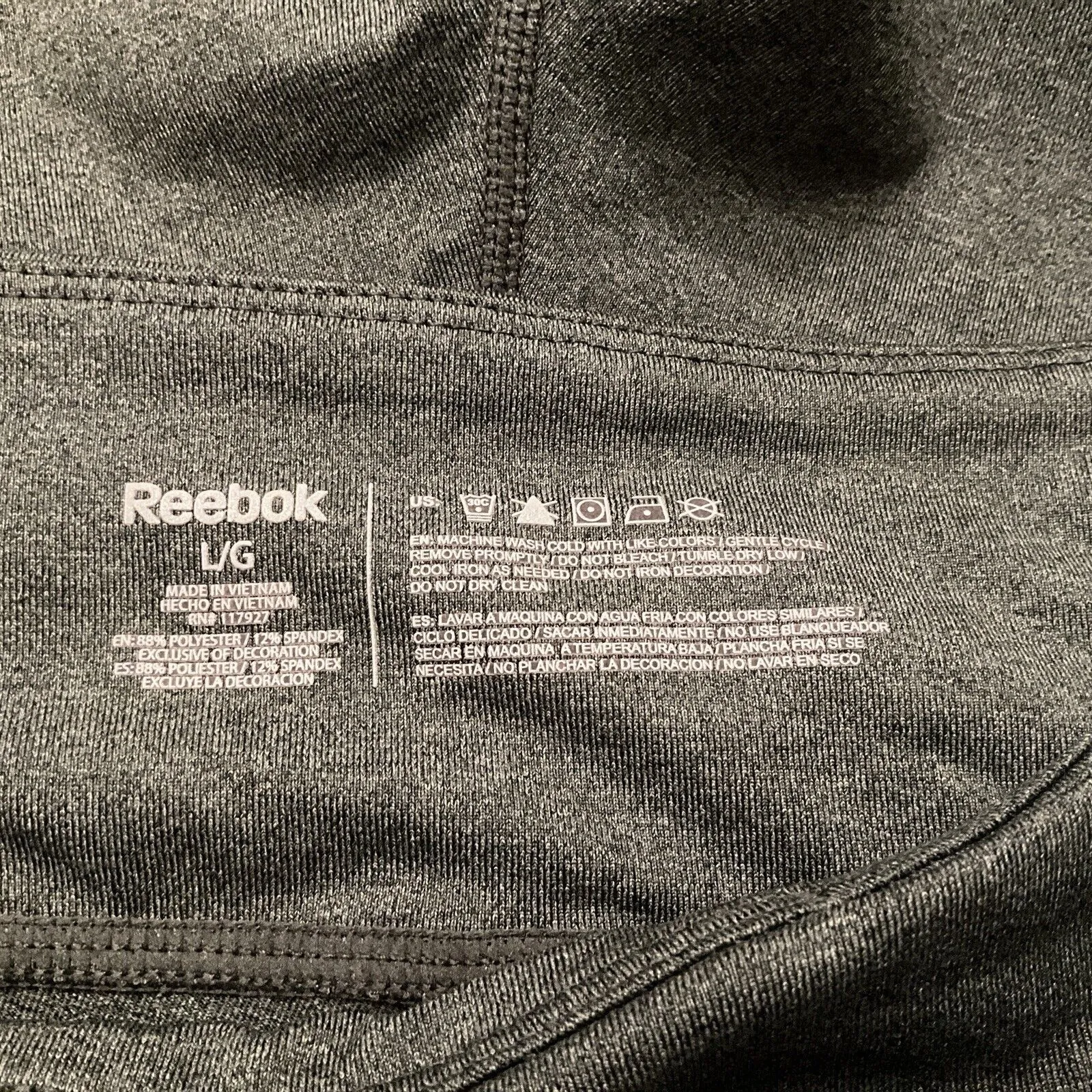 Reebok Women's Cropped Leggings Gray Pink Yoga Capri Pant Logo‎ Size Large - Image 5