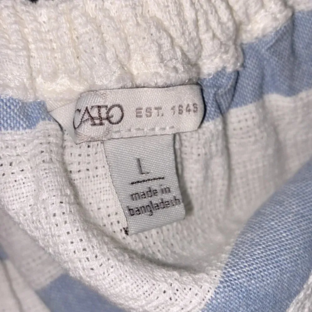 Cato  blue & white striped off shoulder preppy top size large - Image 4
