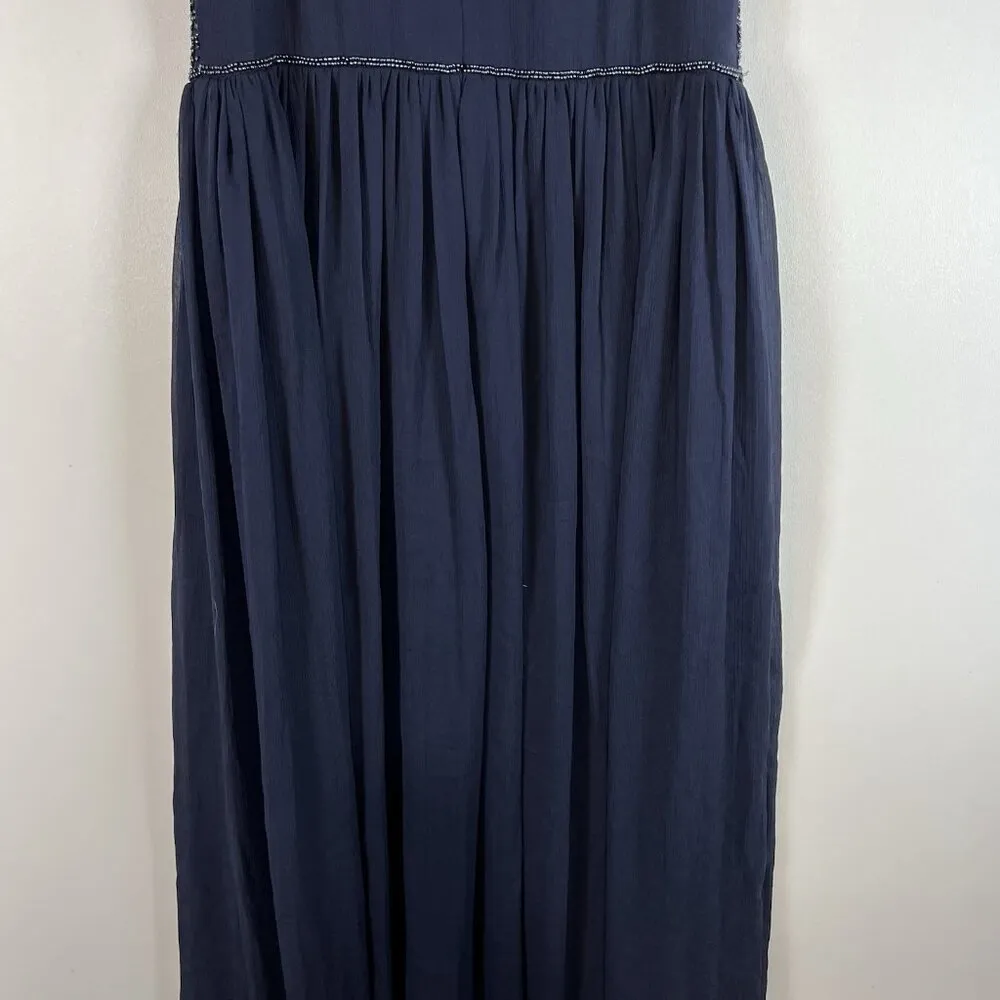 Adrianna Papell Sequin Embroidered Beaded Empire Gown Blue Sz 4  Elegant Evening - Image 10