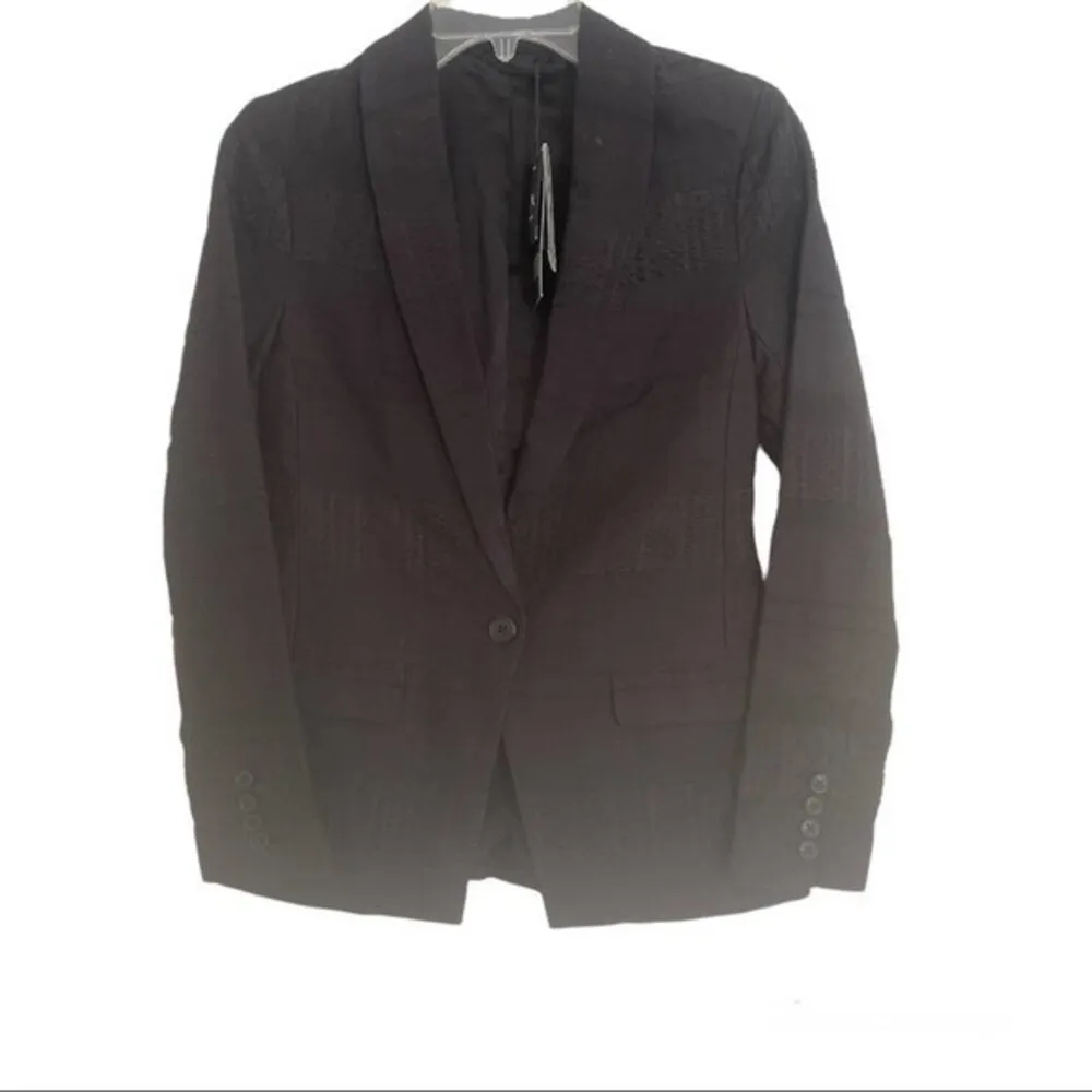 Armani Exchange Textured Stripe Blazer Black Size 2 - Image 3