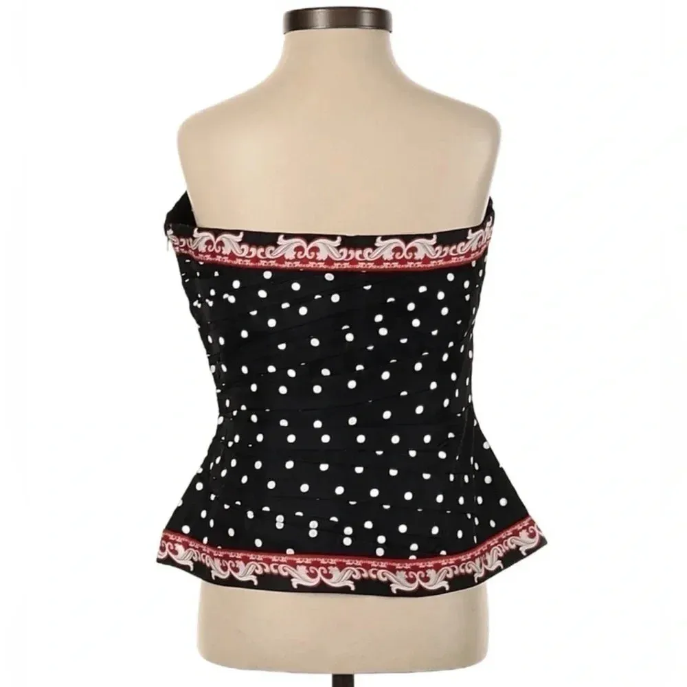White House Black Market | 100% Silk Polka Dot Strapless Blouse Top Shirt Size 2 - Image 3